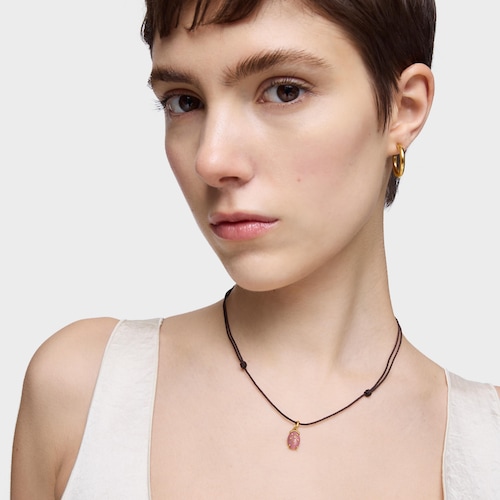 Collar con baño de oro 18 kt sobre plata y rodonita Virtual Garden