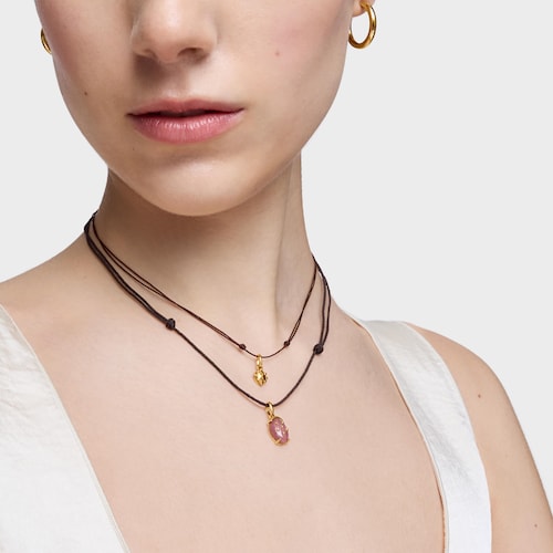 Collar con baño de oro 18 kt sobre plata y rodonita Virtual Garden