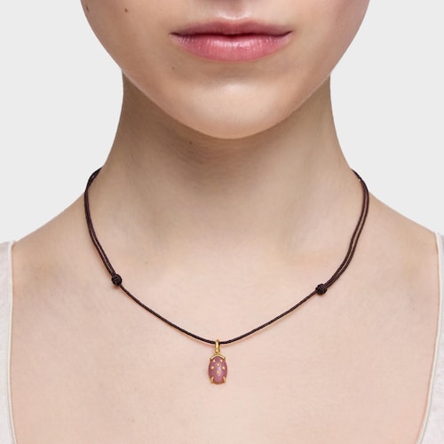 Collar con baño de oro 18 kt sobre plata y rodonita Virtual Garden