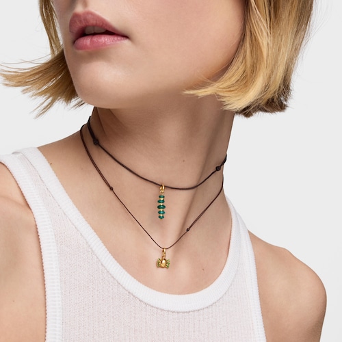 Collar con baño de oro 18 kt sobre plata y cromodiópsido Virtual Garden