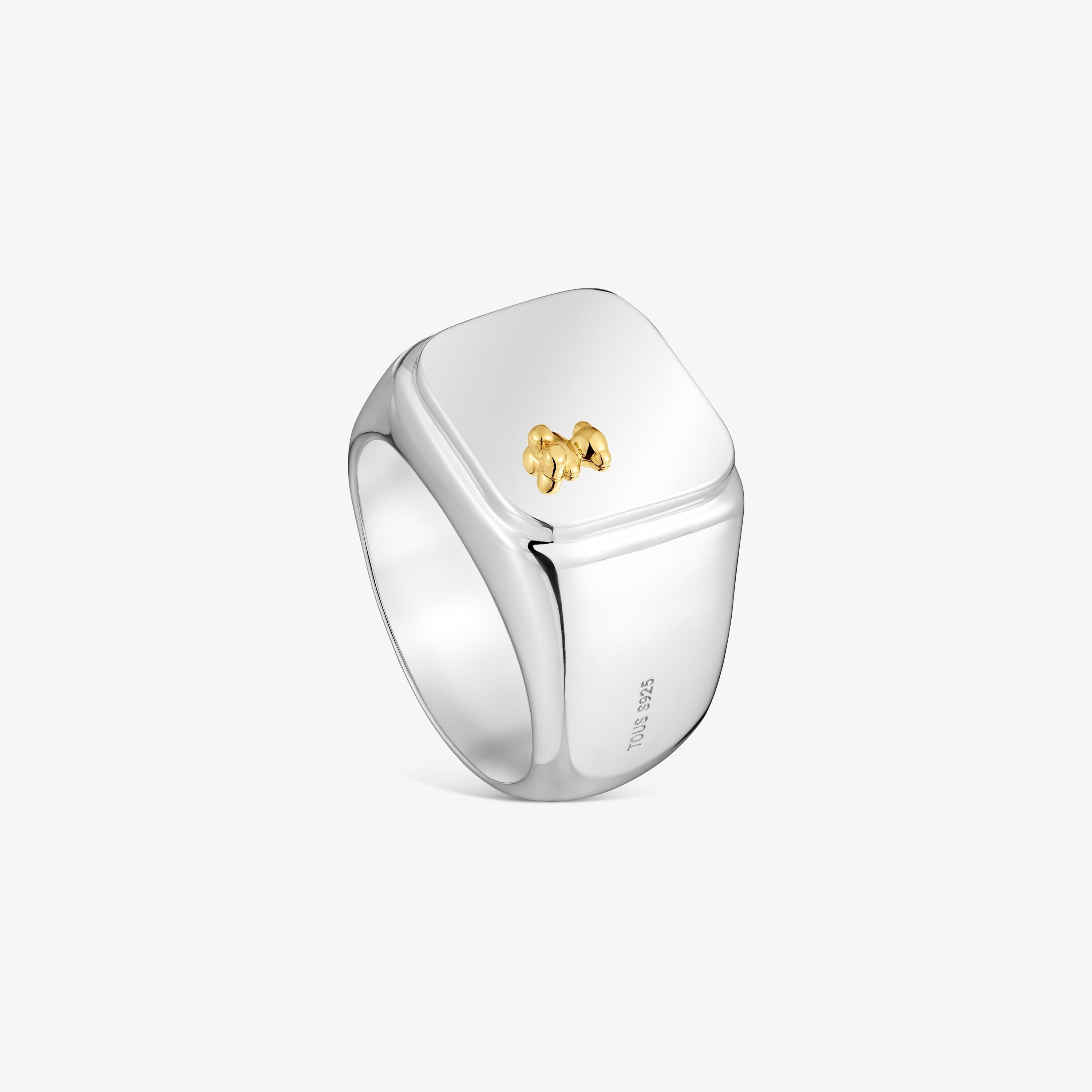 Two-tone bear-motif signet ring TOUS Man