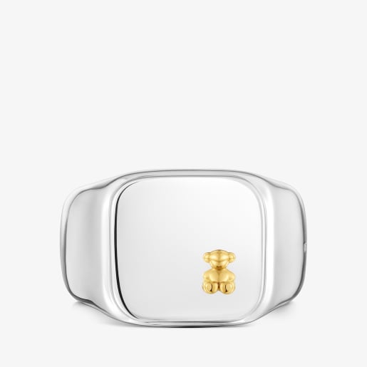 Two-tone bear-motif signet ring TOUS Man