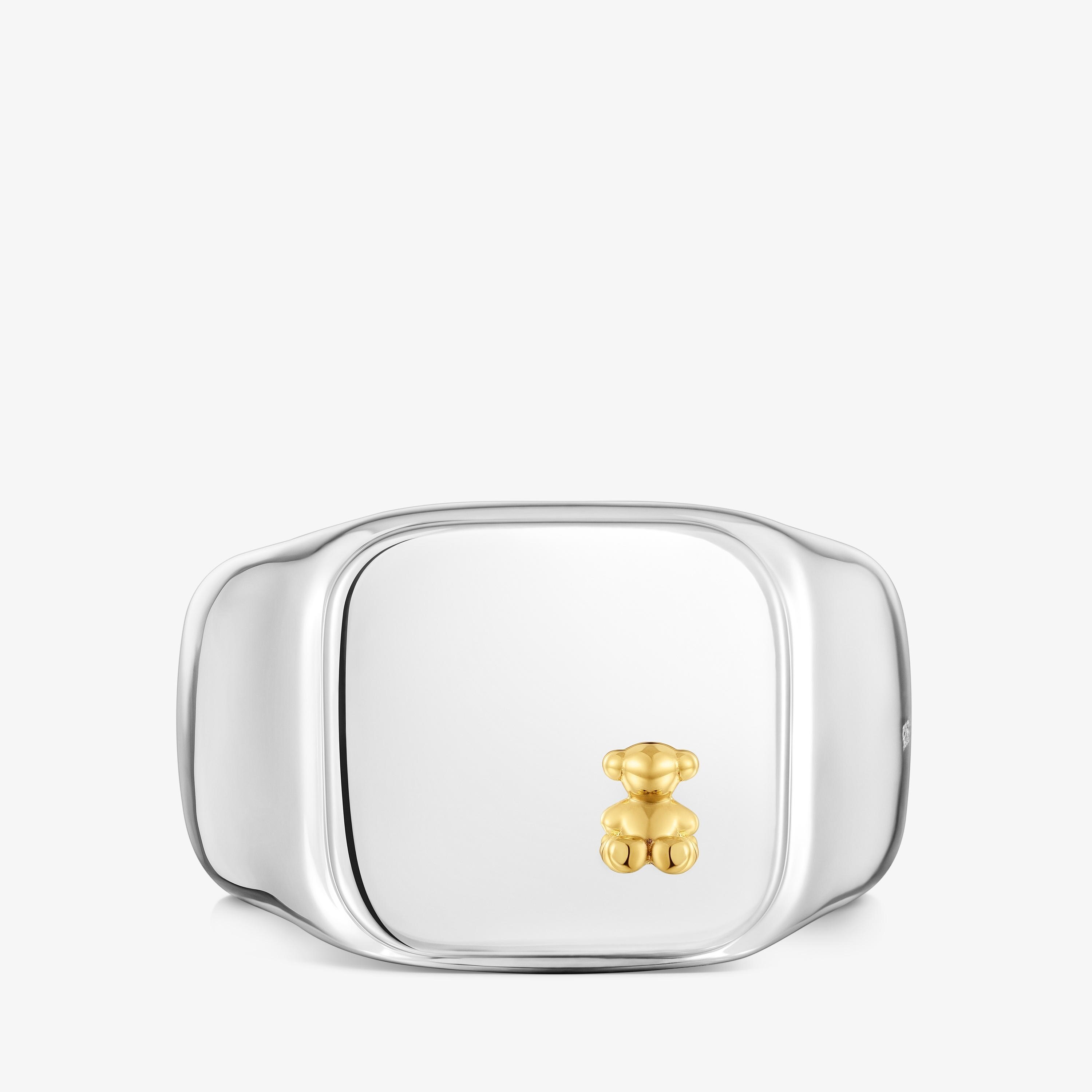 Two-tone bear-motif signet ring TOUS Man