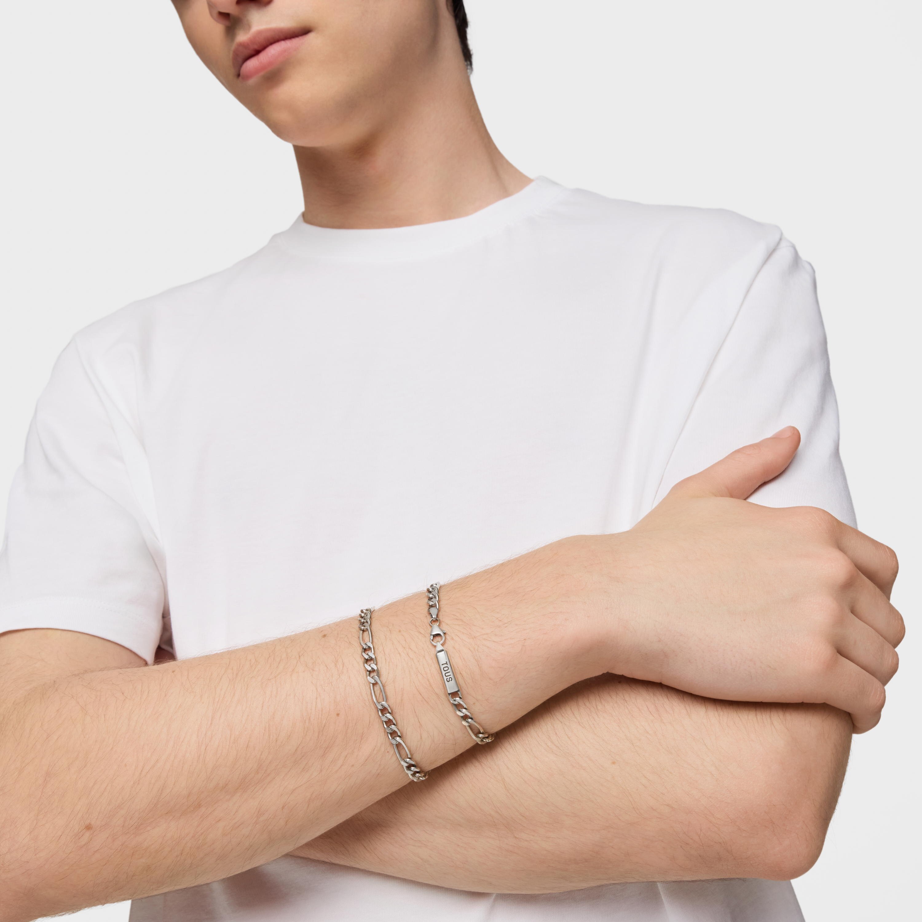 Silver curb-chain Bracelet TOUS Man