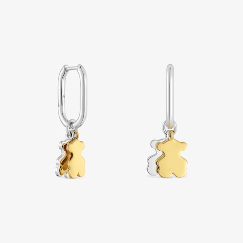Pendientes de aro peque&ntilde;os motivo oso bicolor Sweet Dolls
