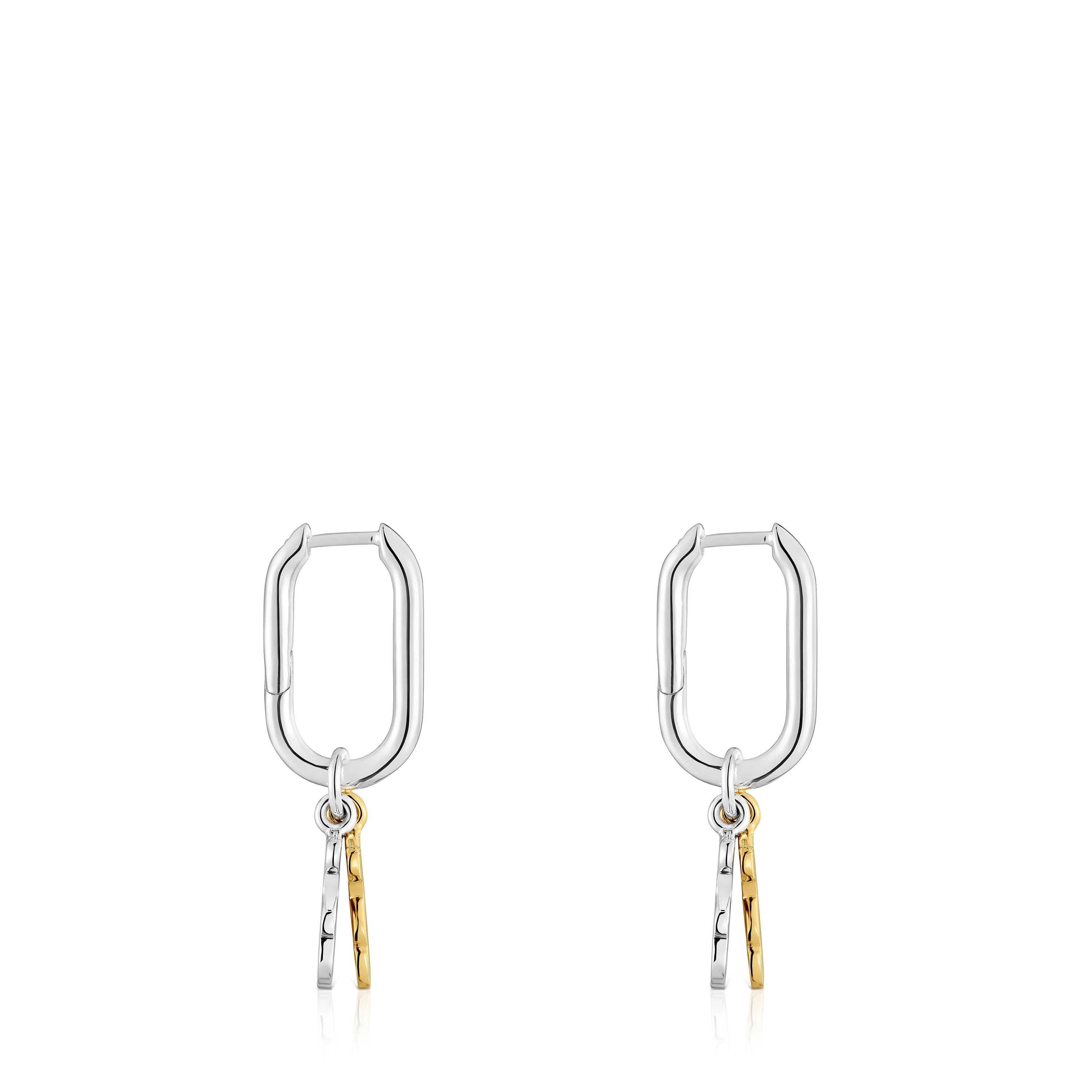 Sweet Dolls two-tone small Hoop earrings with bear motif