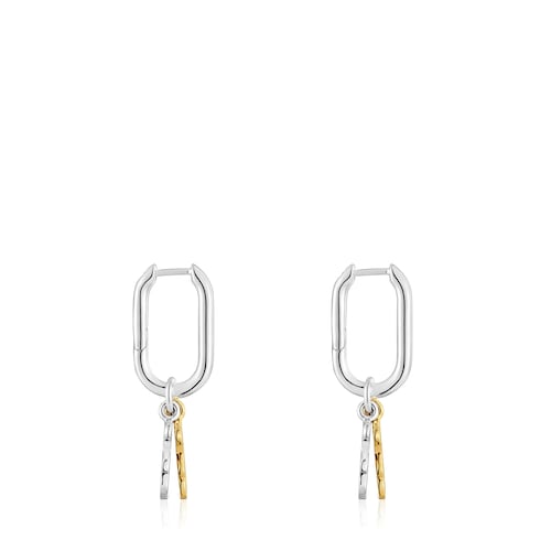 Pendientes de aro pequeños motivo oso bicolor Sweet Dolls