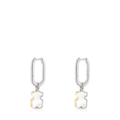 Pendientes de aro pequeños motivo oso bicolor Sweet Dolls