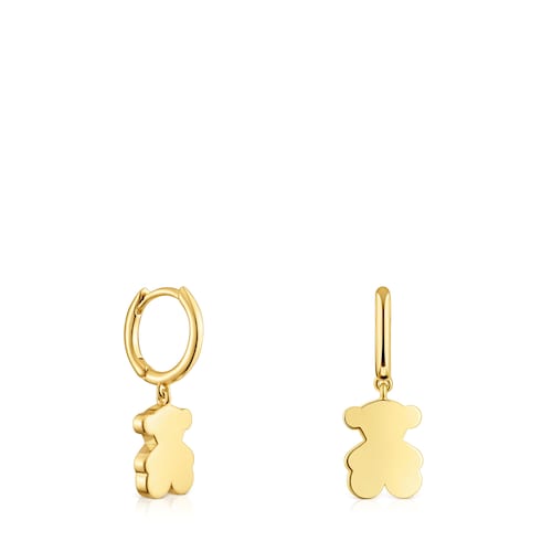 18kt gold plating over silver Hoop earrings with 18kt gold plating over silver and bear pendant charm TOUS Sweet Dolls