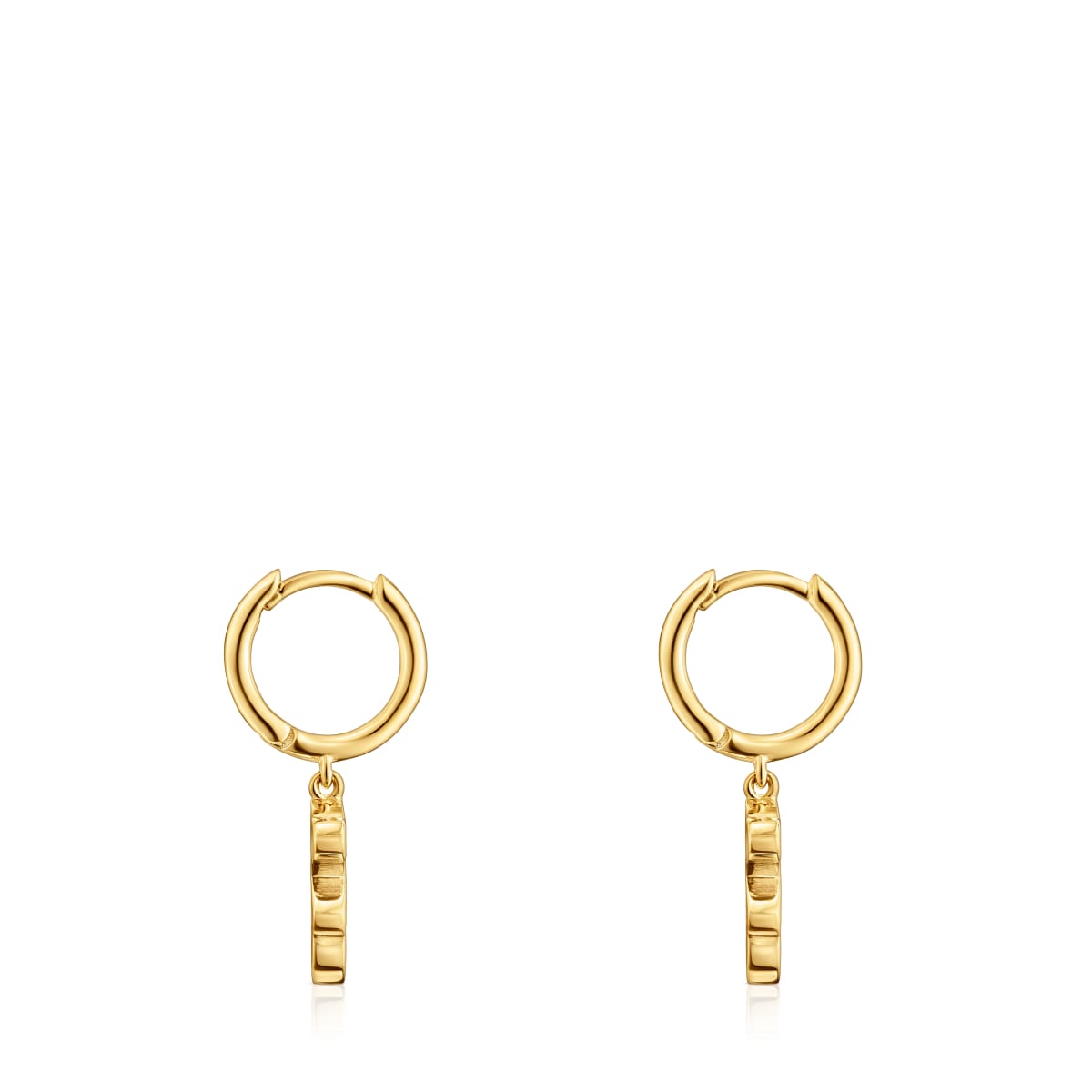 18kt gold plating over silver Hoop earrings with 18kt gold plating over silver and bear pendant charm TOUS Sweet Dolls
