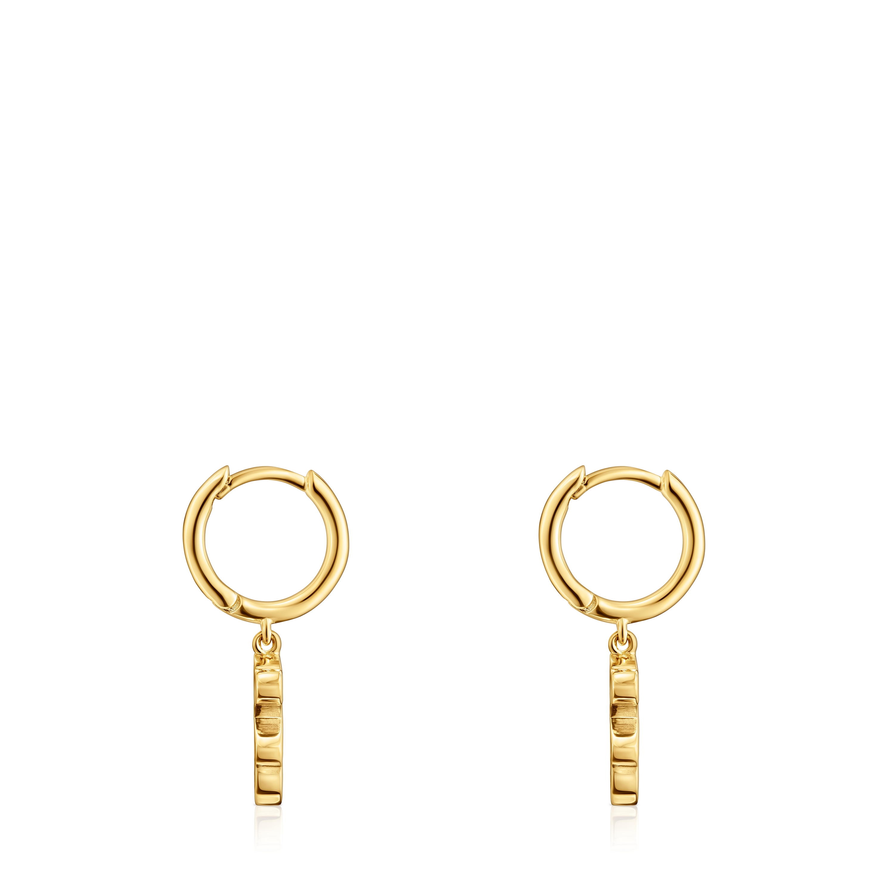 18kt gold plating over silver Hoop earrings with 18kt gold plating over silver and bear pendant charm TOUS Sweet Dolls