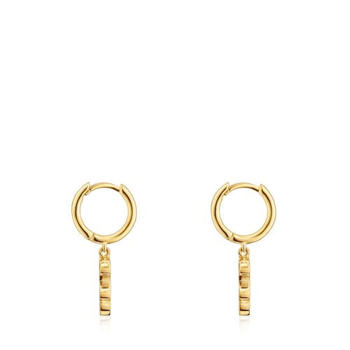 18kt gold plating over silver Hoop earrings with 18kt gold plating over silver and bear pendant charm TOUS Sweet Dolls