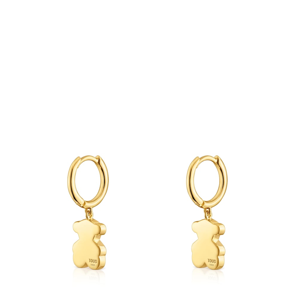 18kt gold plating over silver Hoop earrings with 18kt gold plating over silver and bear pendant charm TOUS Sweet Dolls image number 2