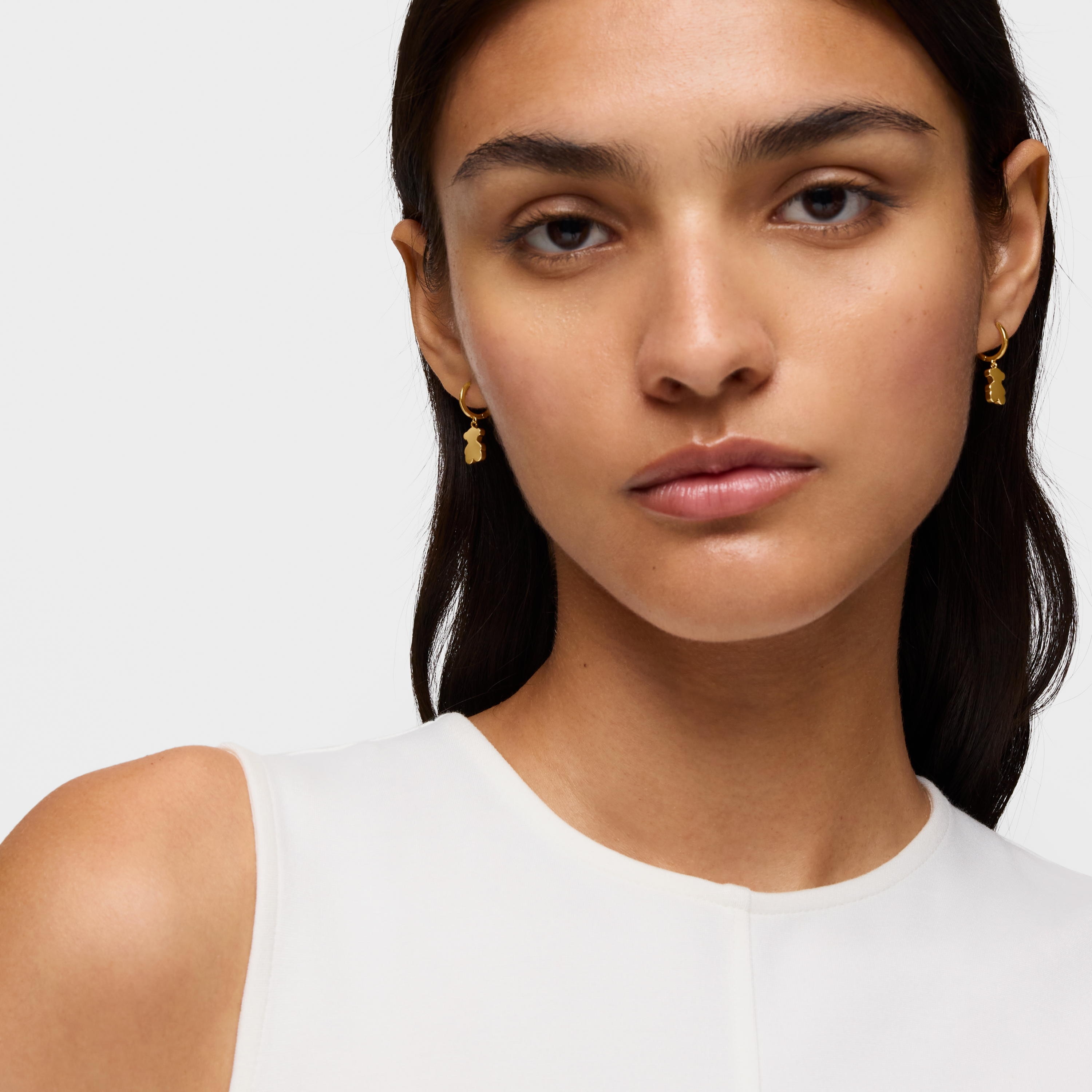 18K gold vermeil Hoop earrings with 18K gold vermeil and bear pendant charm TOUS Sweet Dolls