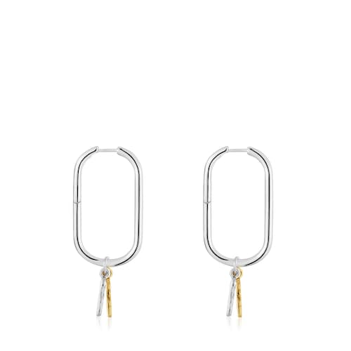 Sweet Dolls twotone Hoop earrings with bear motif