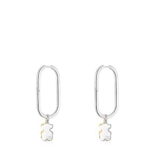 Sweet Dolls twotone Hoop earrings with bear motif
