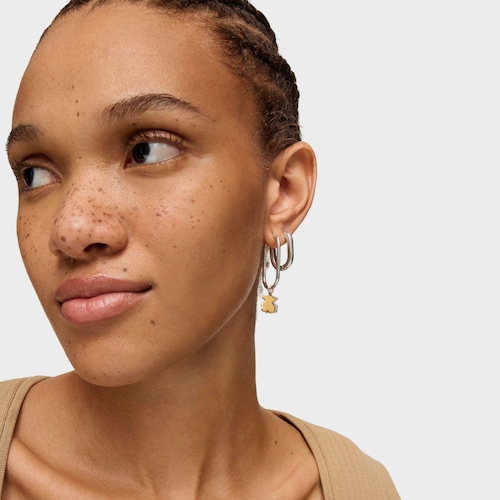 Sweet Dolls twotone Hoop earrings with bear motif