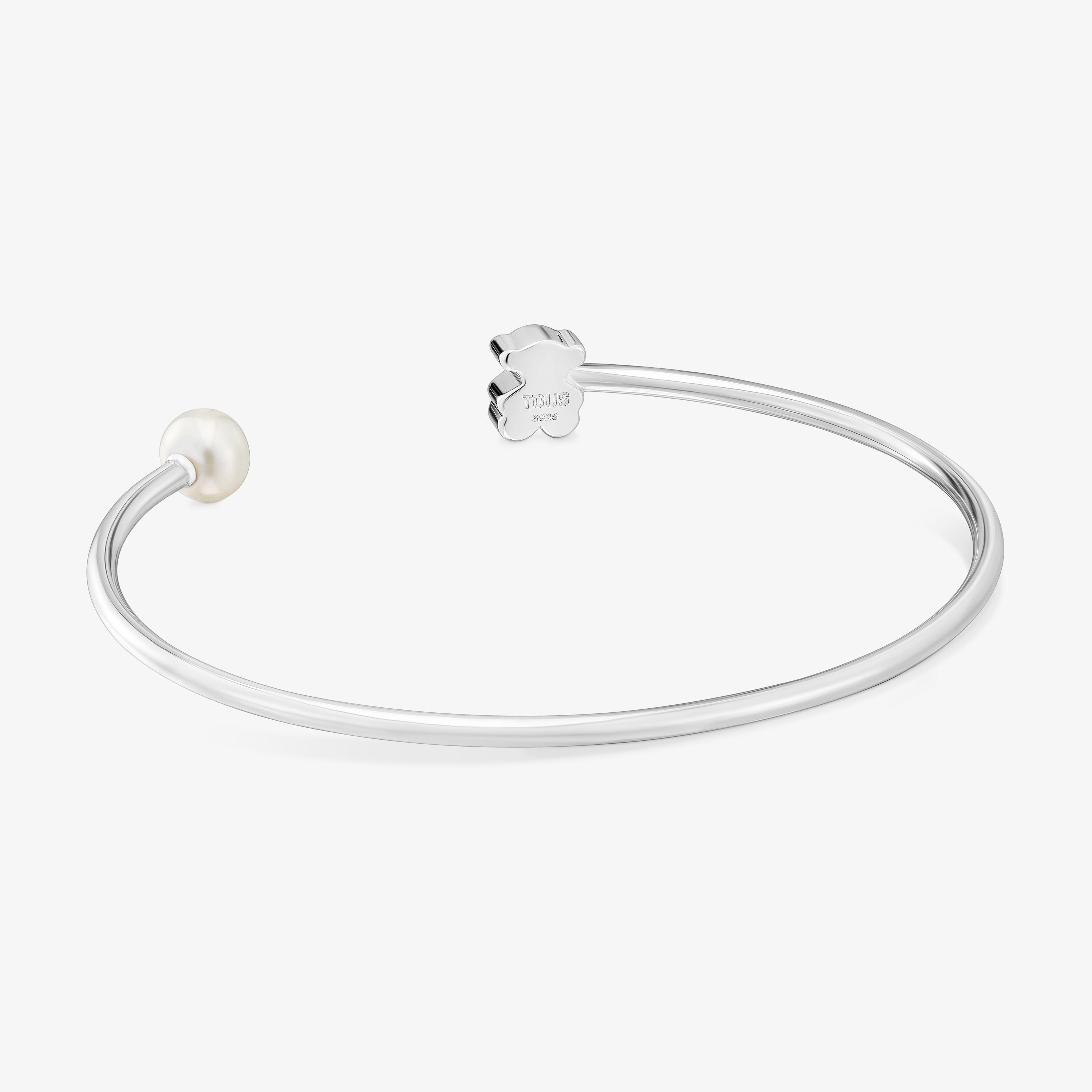 Silver Bangle with cultured pearl Sweet Dolls
