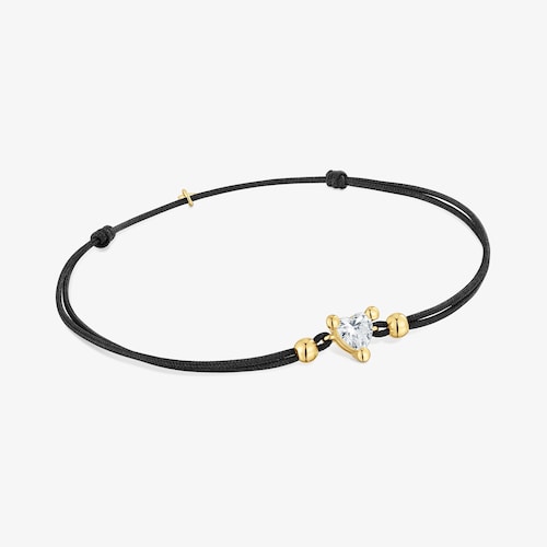 Pulsera de oro con diamante creado en laboratorio y nylon negro Garden Of Love LGD