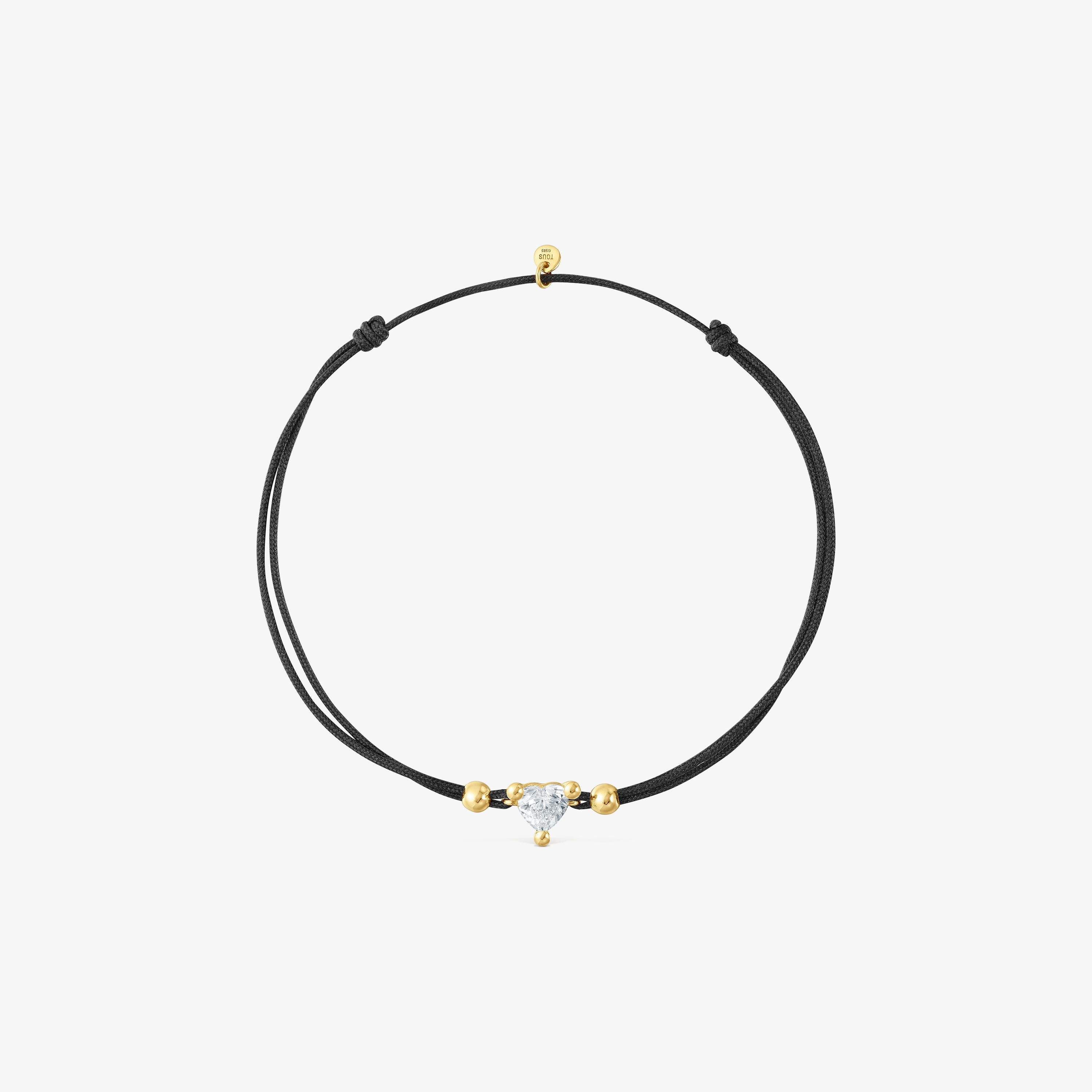 18K solid gold Bracelet with lab-grown diamond and black nylon Garden Of Love LGD