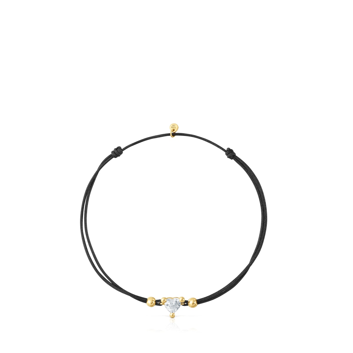 Gold Bracelet with lab-grown diamond and black nylon Garden Of Love LGD