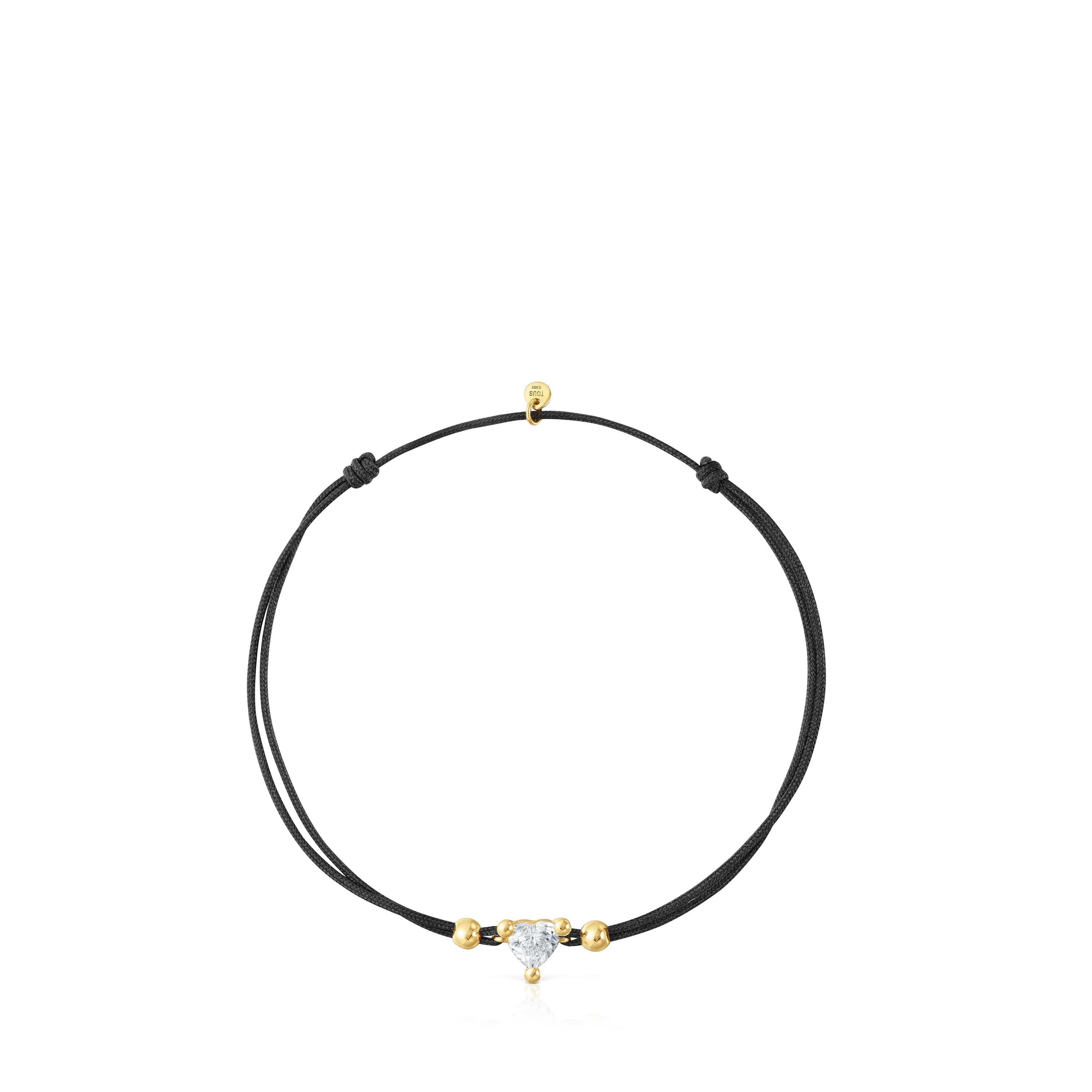 Pulsera de oro con diamante creado en laboratorio y nylon negro Garden Of Love LGD