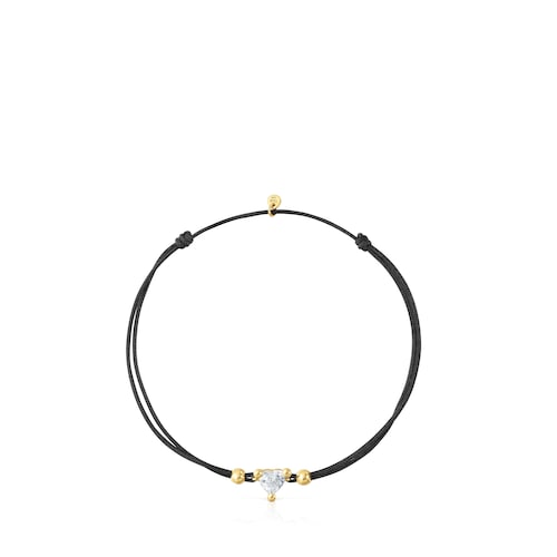 Gold Bracelet with lab-grown diamond and black nylon Garden Of Love LGD