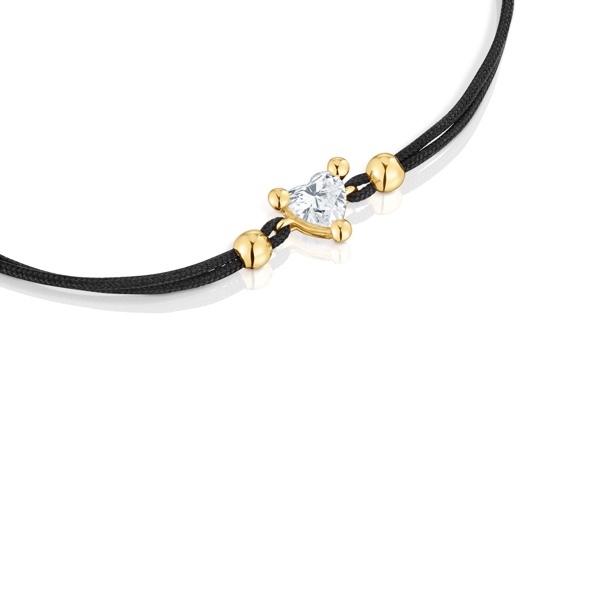 Gold Bracelet with lab-grown diamond and black nylon Garden Of Love LGD