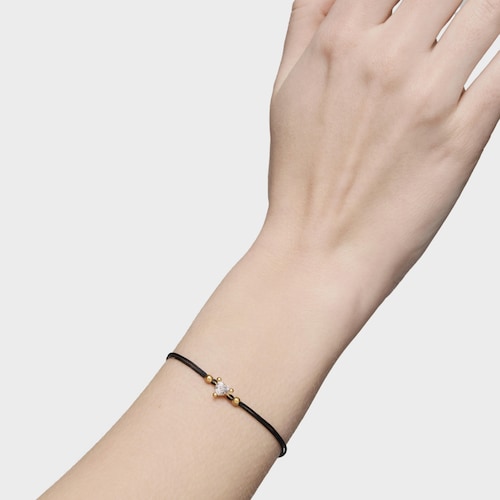 Gold Bracelet with lab-grown diamond and black nylon Garden Of Love LGD