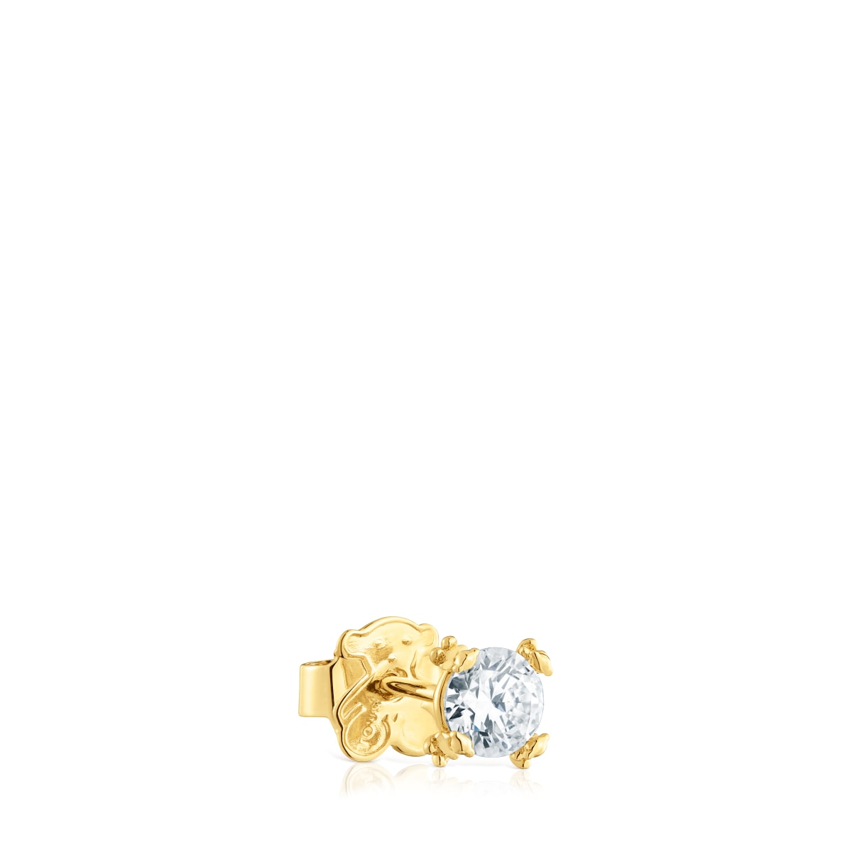 Pendiente individual con baño de oro 18 kt sobre plata y diamantes creados en laboratorio Color Pills