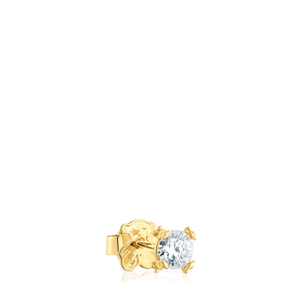 Pendiente individual con baño de oro 18 kt sobre plata y diamantes creados en laboratorio Color Pills image number 1