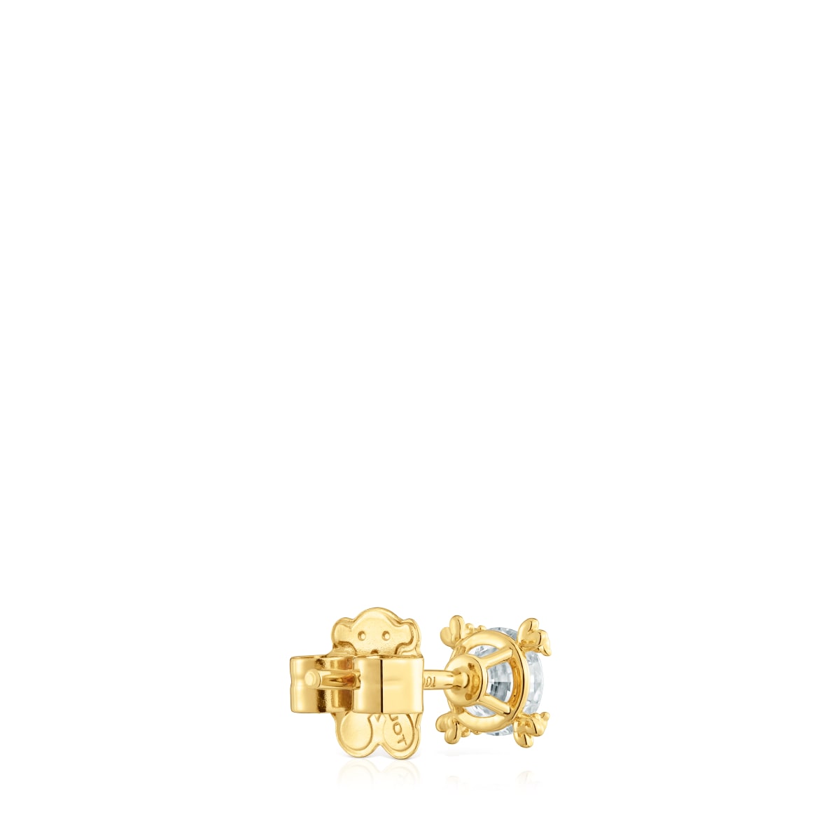 Pendiente individual con baño de oro 18 kt sobre plata y diamantes creados en laboratorio Color Pills