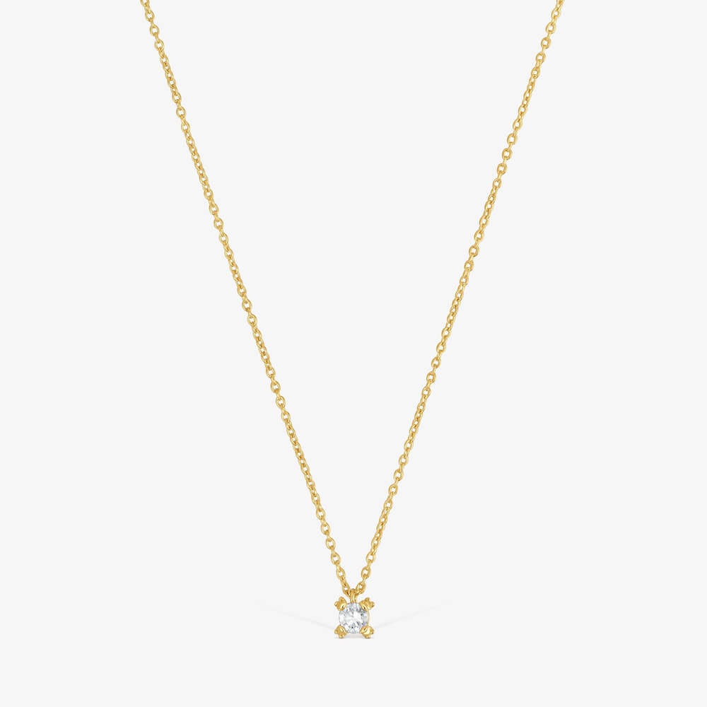 Kurze Halskette Color Pills aus 18&nbsp;kt vergoldetem Silber mit einem im Labor gez&uuml;chteten Diamanten