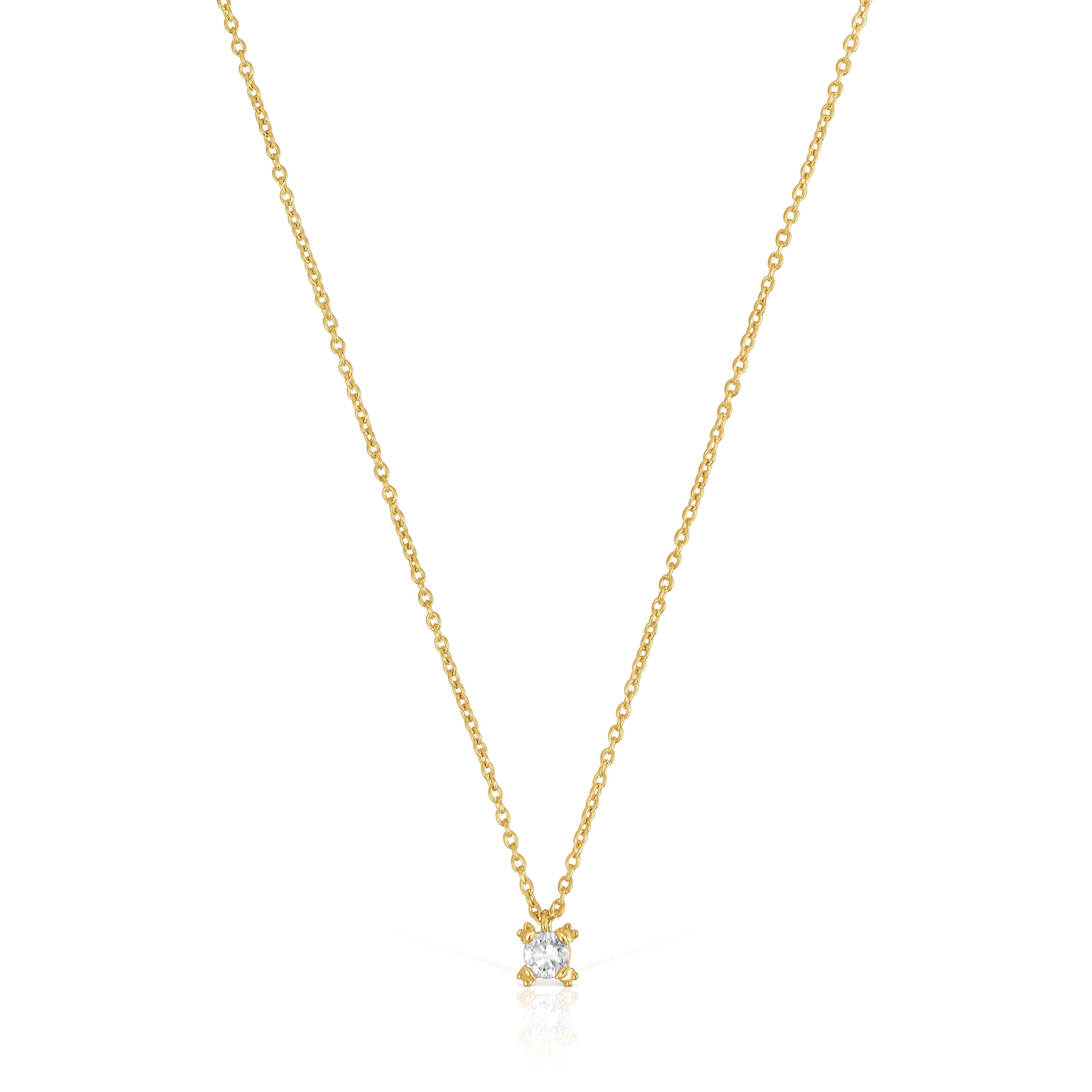 Short 18kt gold plating over silver Necklace with lab-grown diamond Color Pills