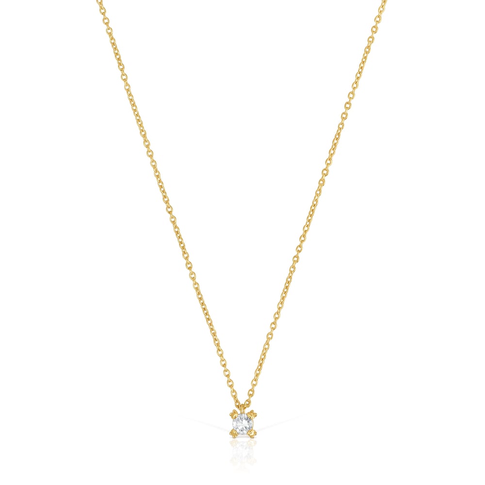 Short 18kt gold plating over silver Necklace with lab-grown diamond Color Pills