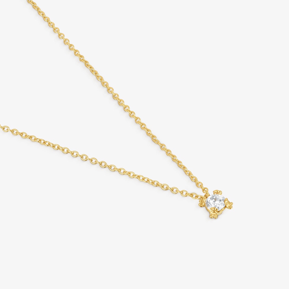 Kurze Halskette Color Pills aus 18&nbsp;kt vergoldetem Silber mit einem im Labor gez&uuml;chteten Diamanten