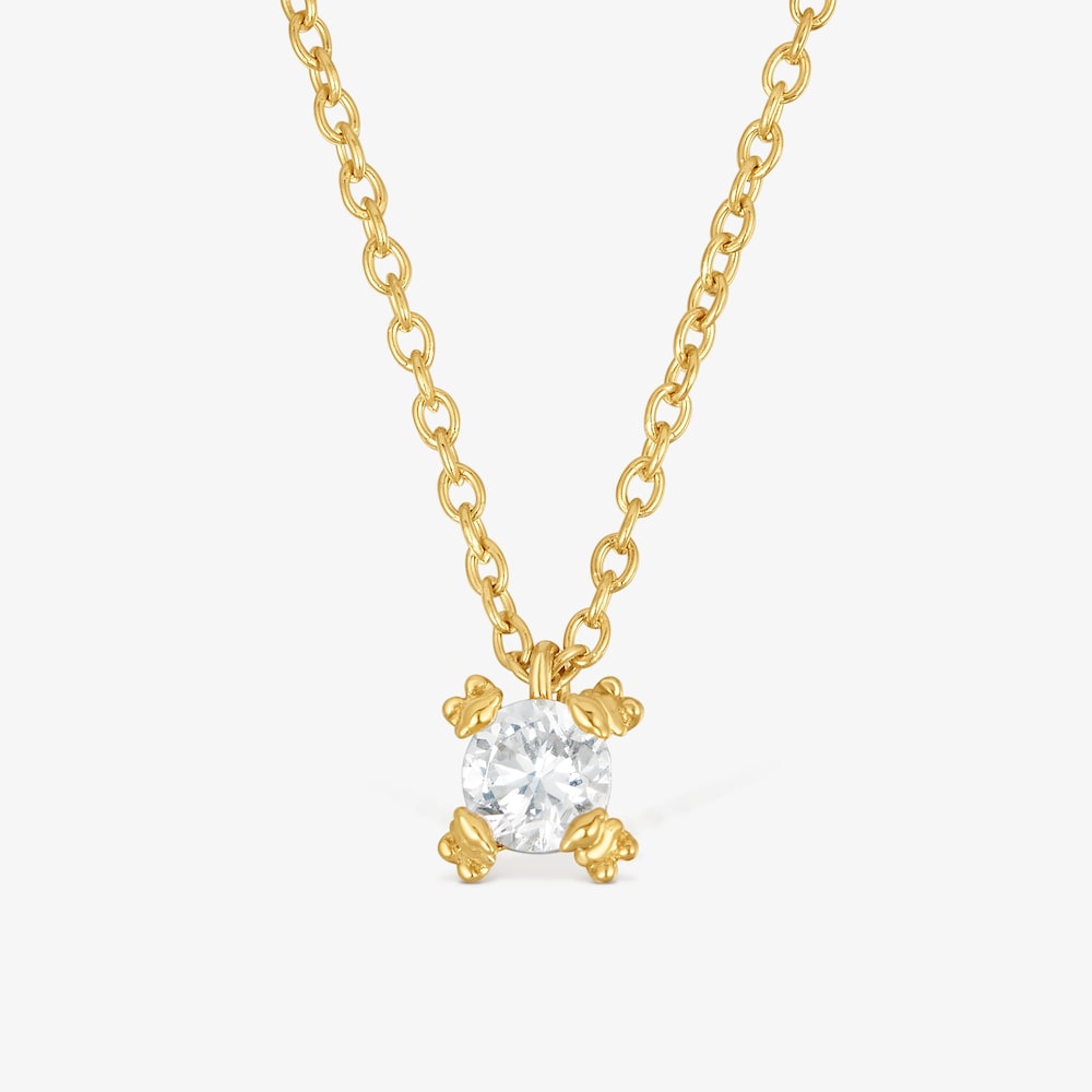 Kurze Halskette Color Pills aus 18&nbsp;kt vergoldetem Silber mit einem im Labor gez&uuml;chteten Diamanten