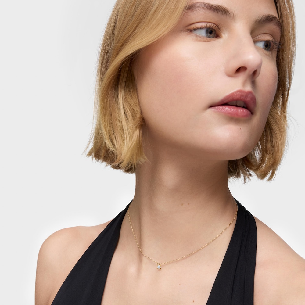 Kurze Halskette Color Pills aus 18&nbsp;kt vergoldetem Silber mit einem im Labor gez&uuml;chteten Diamanten