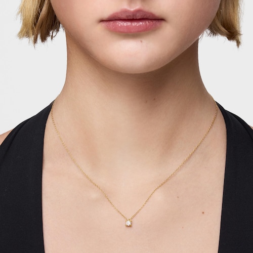 Collar corto con baño de oro 18 kt sobre plata y diamante creado en laboratorio Color Pills