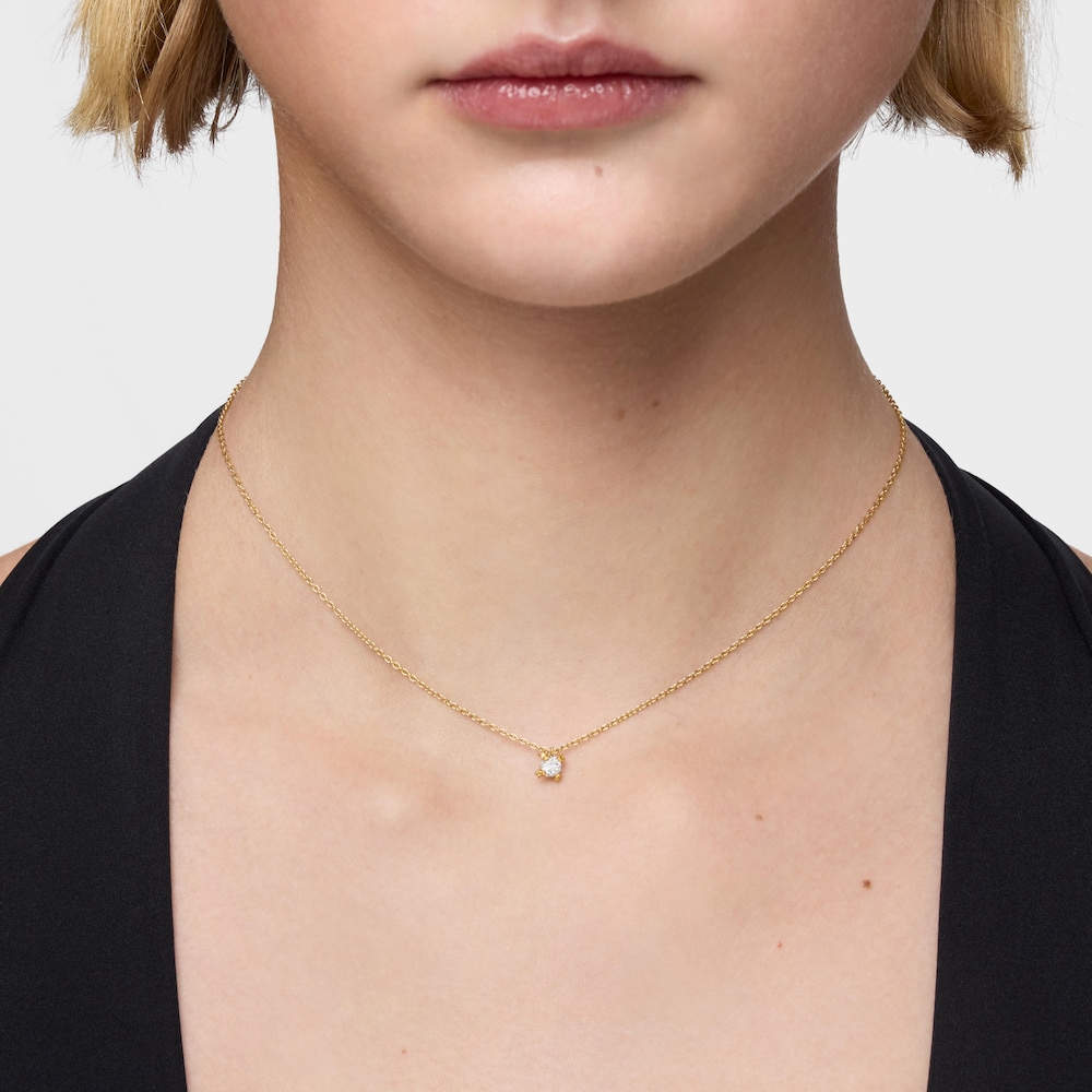 Kurze Halskette Color Pills aus 18&nbsp;kt vergoldetem Silber mit einem im Labor gez&uuml;chteten Diamanten