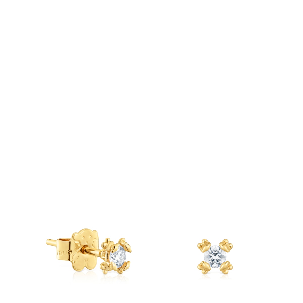 Pendientes con baño de oro 18 kt sobre plata y diamantes creados en laboratorio 4 mm Color Pills