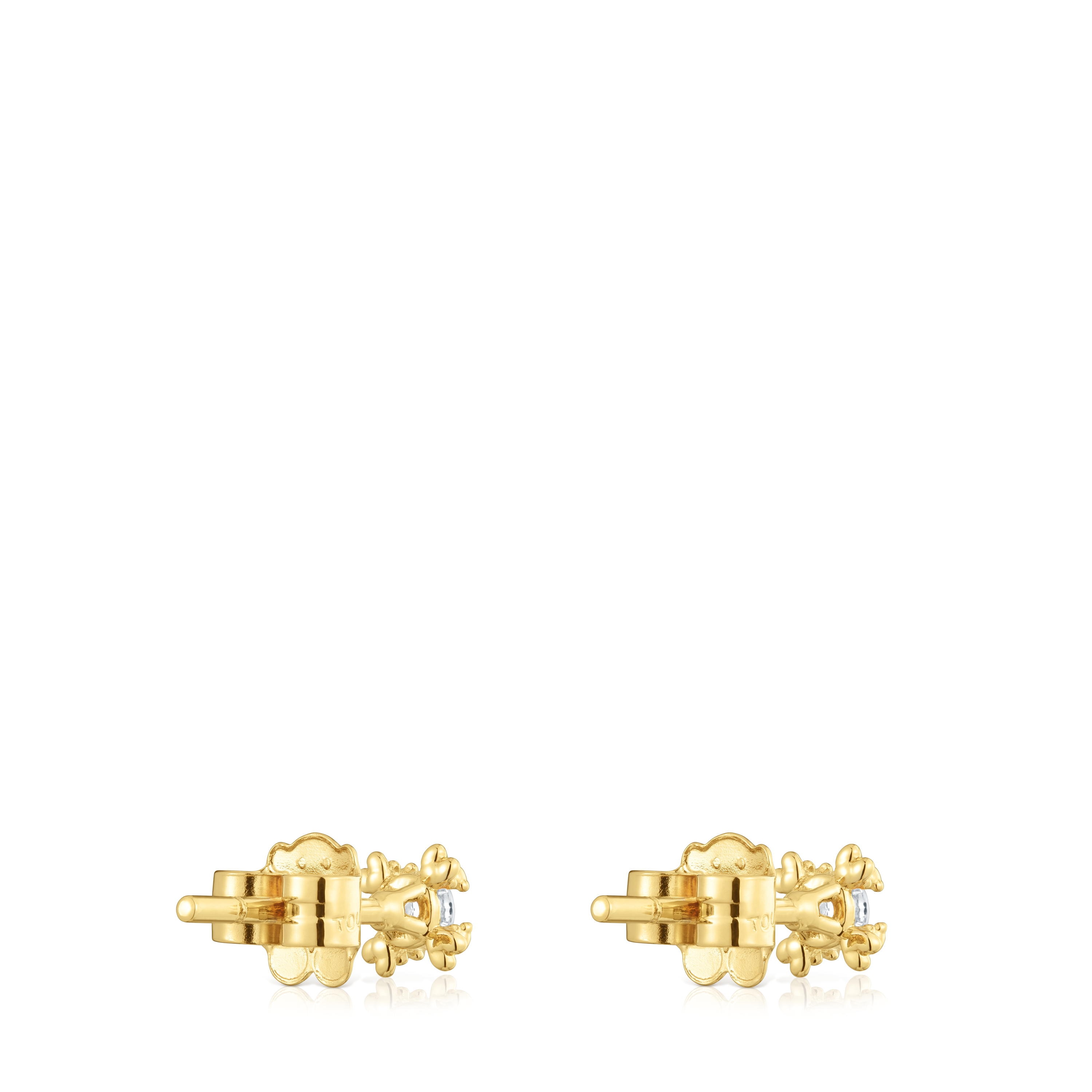 Pendientes con baño de oro 18 kt sobre plata y diamantes creados en laboratorio 4 mm Color Pills