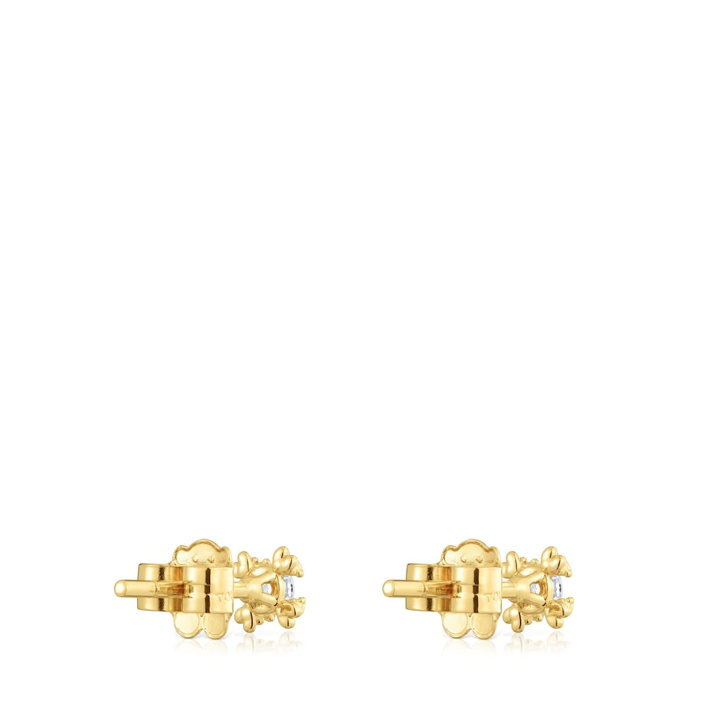 Pendientes con baño de oro 18 kt sobre plata y diamantes creados en laboratorio 4 mm Color Pills image number 2