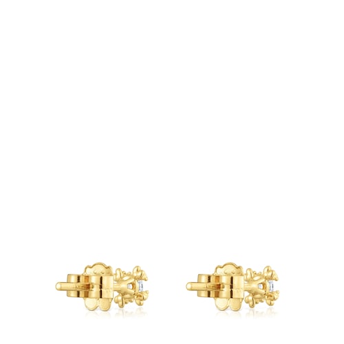 4 mm 18kt gold plating over silver Earrings with lab-grown diamonds Color Pills