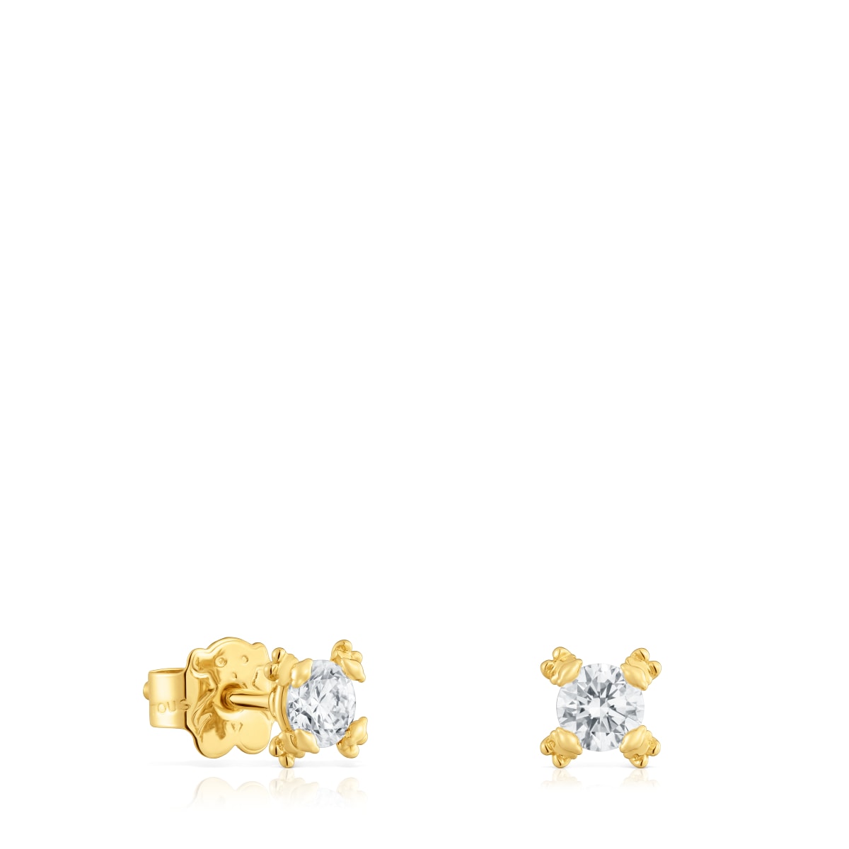 Pendientes con baño de oro 18 kt sobre plata y diamantes creados en laboratorio 6 mm Color Pills