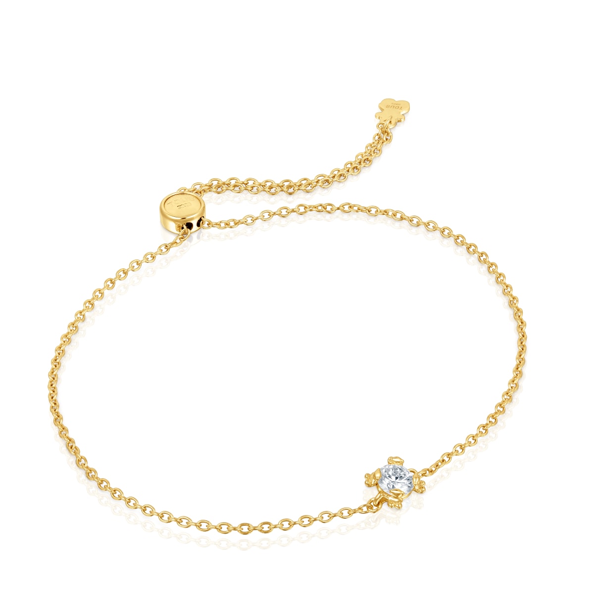Pulsera cadena con baño de oro 18 kt sobre plata y diamante creado en laboratorio Color Pills