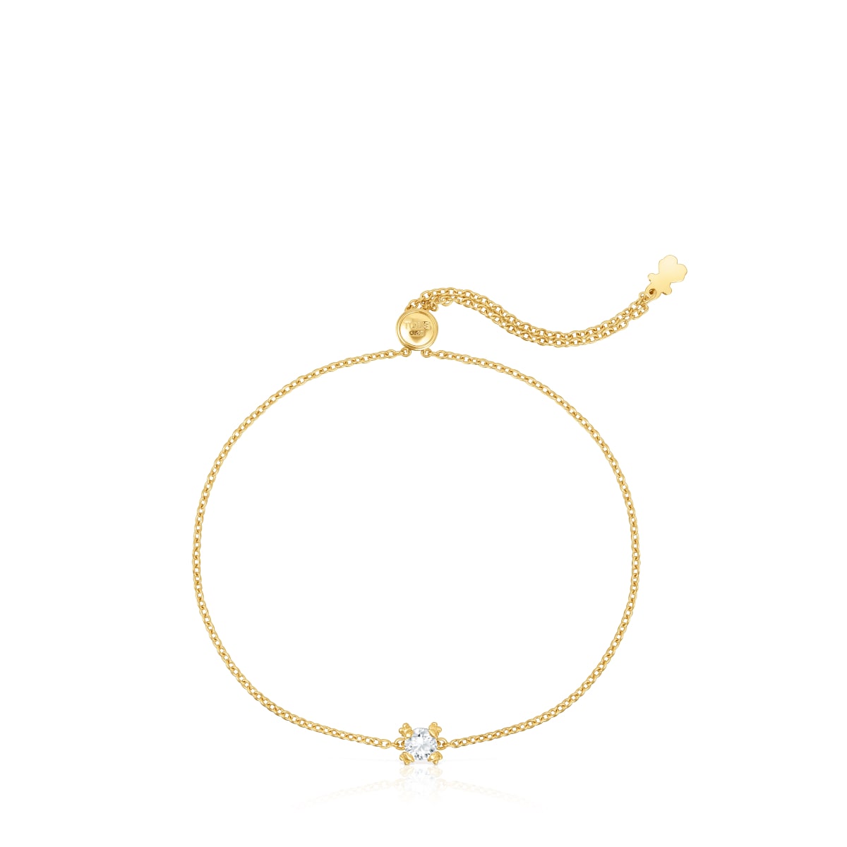 Pulsera cadena con baño de oro 18 kt sobre plata y diamante creado en laboratorio Color Pills