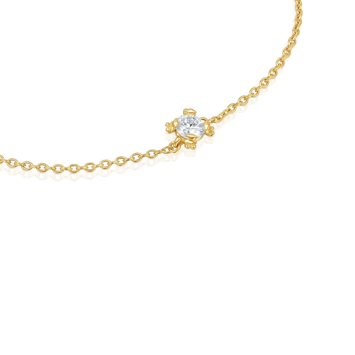 Pulsera cadena con baño de oro 18 kt sobre plata y diamante creado en laboratorio Color Pills