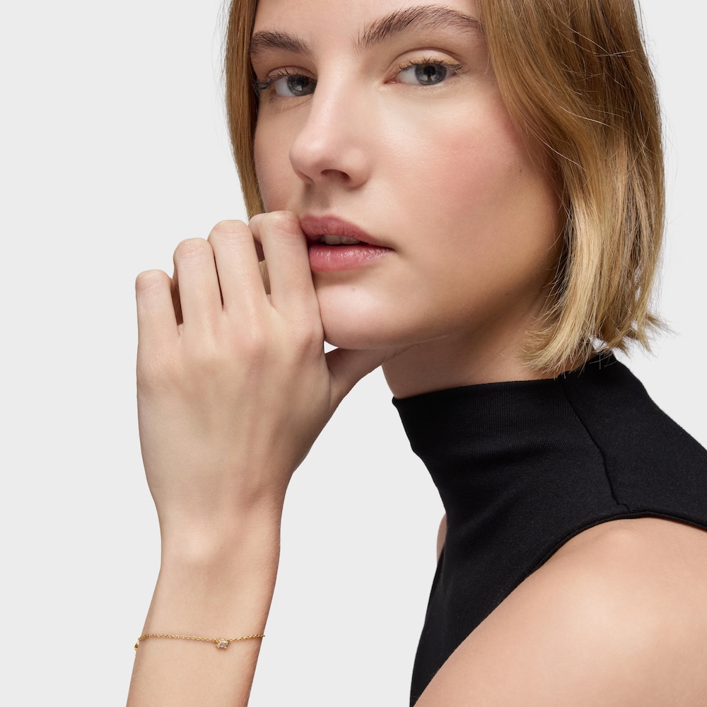 Bracelet cha&icirc;ne en argent plaqu&eacute; or 18&nbsp;ct et diamant cr&eacute;&eacute; en laboratoire Color&nbsp;Pills