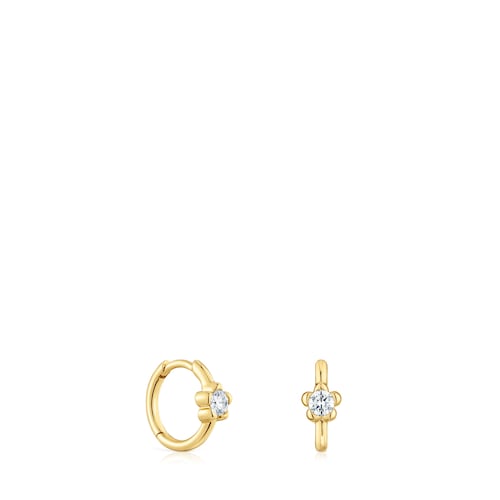 Gold Hoop earrings with lab-grown diamonds and flower motif TOUS Lili